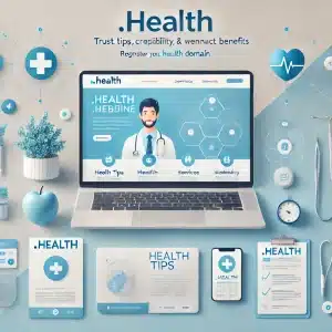 A modern healthcare website featuring the .HEALTH domain.