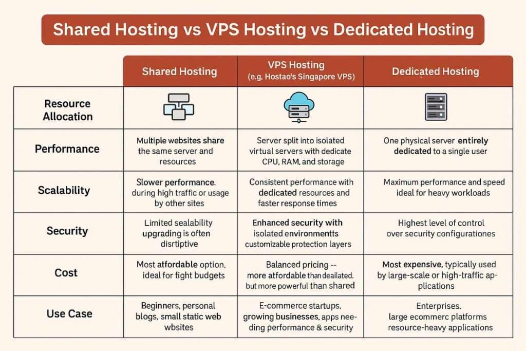 Shared hosting vs VPS osting vs Dedicated Hosting